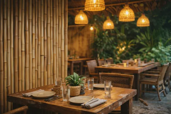 ไม้ไผ่ตกแต่งร้านอาหารสไตล์ธรรมชาติ