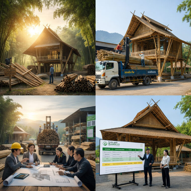 กระบวนการก่อสร้างบ้านไม้ไผ่และการประเมินราคาไม้ไผ่งานก่อสร้างปี 2026