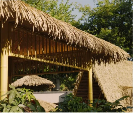 ตัวอย่างงานหลังคาแฝกเทียม Thailand Bamboo